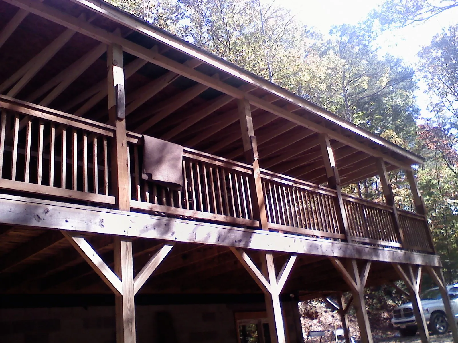 Timber framing under a new elevated porch and deck — Roof Leak Repair in Trenton by Roofing Brothers